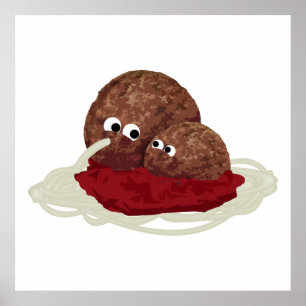 Poster Espaguete de Comida de Meatball