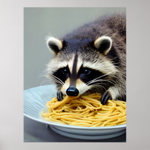 Poster Espaguete de Comida Raccoon