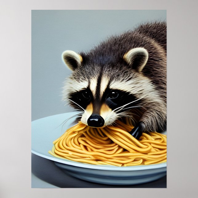 Poster Espaguete de Comida Raccoon (Frente)