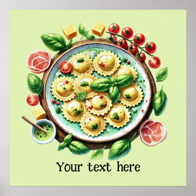 Poster Espaguete de macarrão-branco para macarrão-comida  (Frente)
