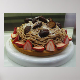 Póster Espaguete japonês e bolo de morango