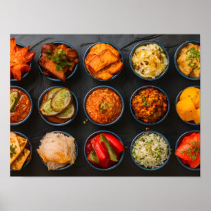 Poster Espalhamento de Culinária Indiana Tradicional