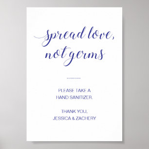 Poster Espalhe Amor Não Germes Azul Desinfetante para as