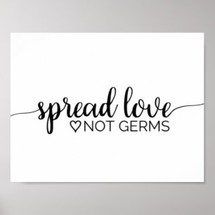 Poster Espalhe Amor Não Germes Simples Caligrafia Preta