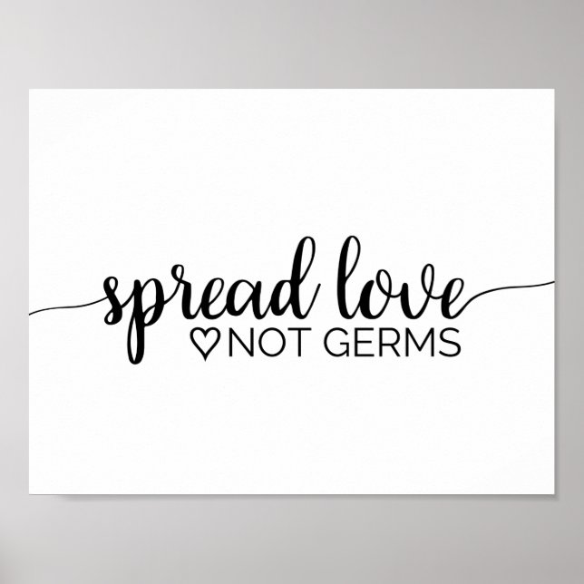 Poster Espalhe Amor Não Germes Simples Caligrafia Preta (Frente)