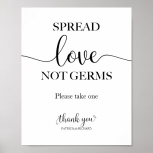 Poster Espalhe Amor Não Germes Sinal de Favor de Desinfet