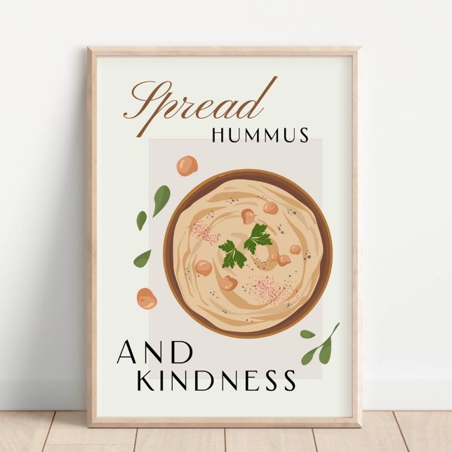 Poster Espalhe Hummus e Gentileza Decoração de Cozinha (Criador carregado)