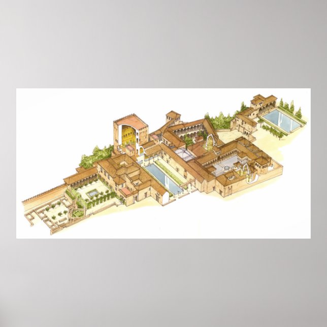 Póster Espanha Alhambra Granada. Palácios reais (Frente)