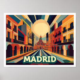 Poster Espanha artística Viagem de Madrid colorida