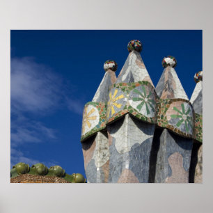 Póster Espanha, Catalunha, Barcelona. Casa Batlló (1906).