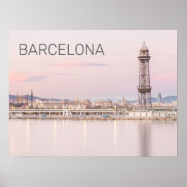 Poster Espanha Catalunha de Barcelona Skyline Sunset