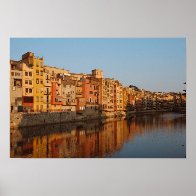 Póster Espanha. Catalunha. Gerona. Casas no Onyar (Frente)