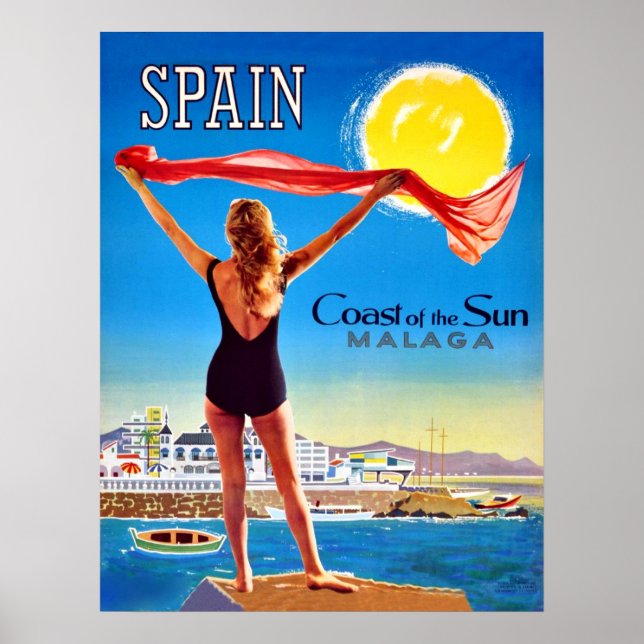 Poster Espanha, Costa do Sol Málaga (Frente)