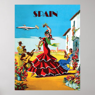 Poster Espanha, dança tradicional e música, companhia aér