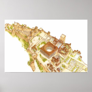 Poster Espanha de Alhambra Granada. Castelo e palácios