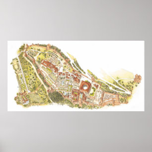 Póster Espanha de Alhambra Granada. Vista aérea