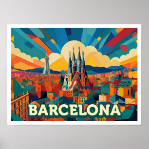 Poster Espanha de Barcelona colorida