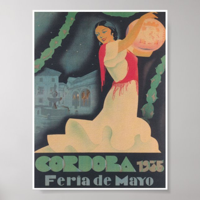 Poster Espanha de Córdoba Viagens vintage Feria de Mayo (Frente)