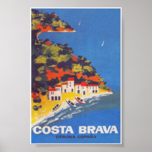 Poster Espanha de Viagens vintage da Costa Brava