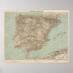 Poster Espanha e mapa do atlas de Portugal