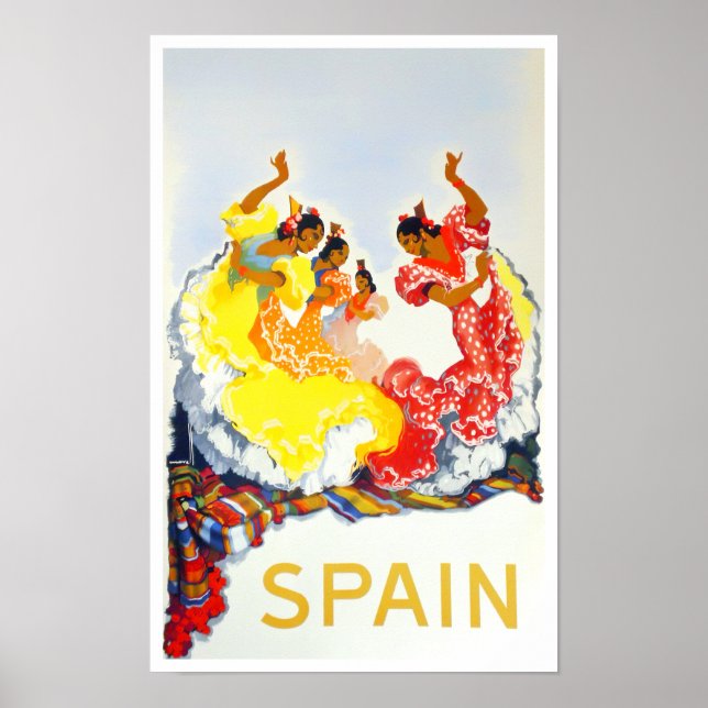 Poster Espanha Flamenco viagens vintage (Frente)
