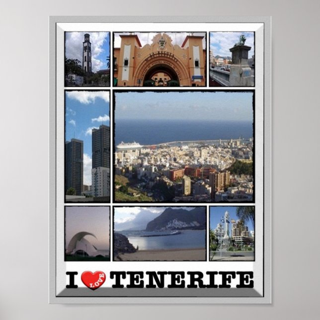 Poster Espanha - Ilhas Canárias - Tenerife - I Love - (Frente)