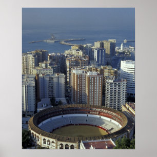 Poster Espanha, Malaga, Andaluzia Vista da Plaza de Toros
