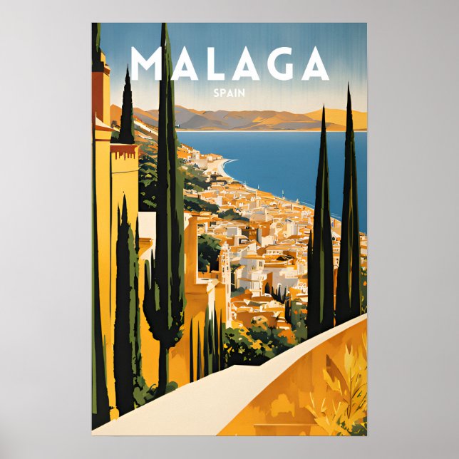 Poster Espanha Málaga viagem (Frente)