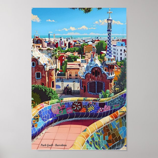 Poster Espanha Park Guell Barcelona (Frente)