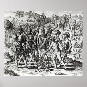 Póster Espanhóis que recebem presentes dos indianos