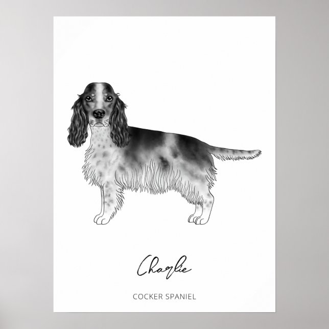 Poster Espanhol De Cocker Em Texto Preto E Branco E Perso (Frente)
