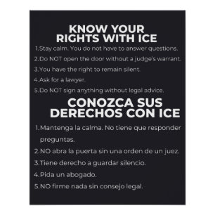 Póster Espanhol e Inglês Conheça Seus Direitos ICE