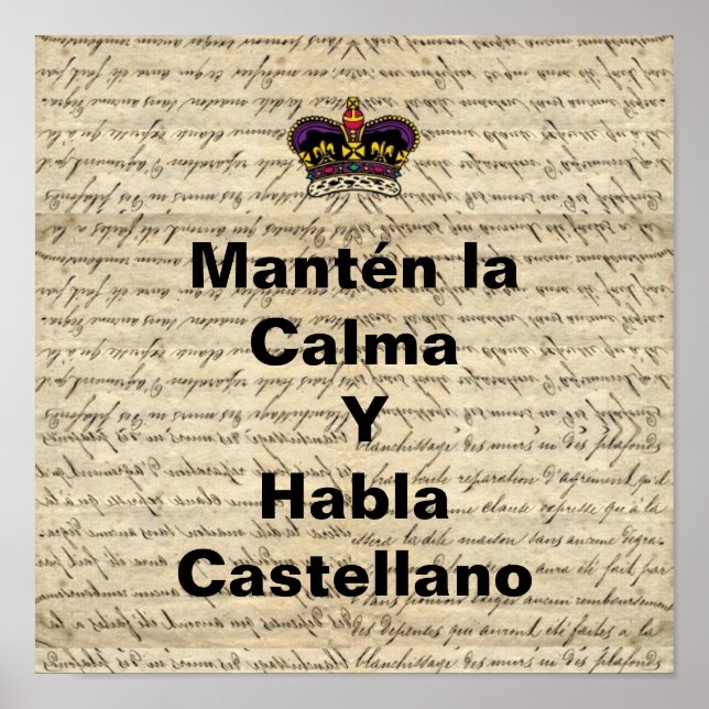 Póster Espanhol engraçado mantém calma (Frente)