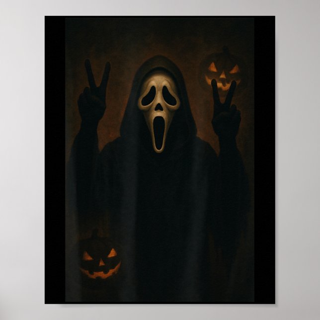 Poster Espantalho Rosto Assustador Com Mãos Cardíacas (Frente)