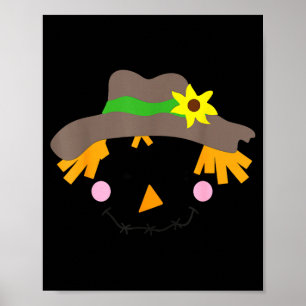 Poster Espantalho rosto olhos fechados em um chapéu flor 
