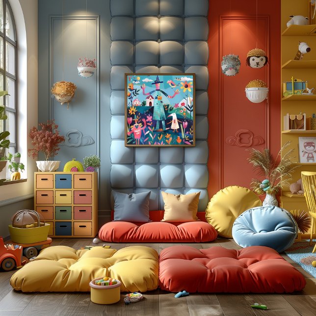 Póster Espantapájaros Alegre: Paisaje Folk y Naive. (Criador carregado)