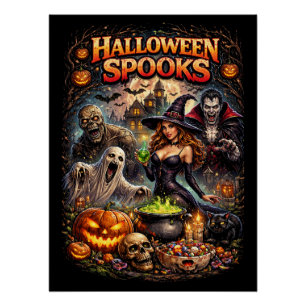 Póster Espantos de Halloween