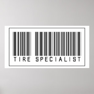 Póster Especialista do pneu do código de barras