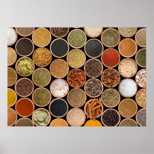 Poster Especiarias e ingredientes de comida