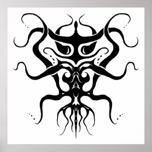 Poster Espécie alienígena Tatuagem Tribal Design - pret