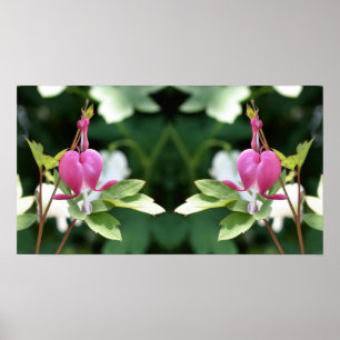 Poster Espelho Abstrato Flor Coração Sangrando Rosa