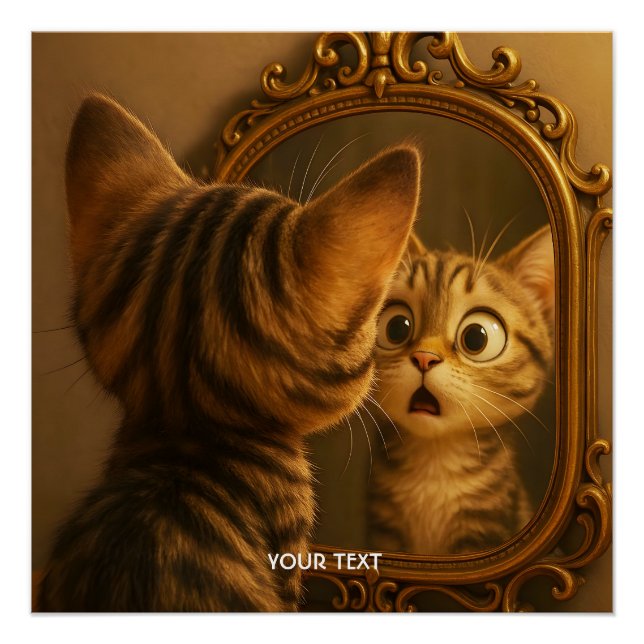 Póster Espelho de Gato Surpreso Fantasia Fofa (Frente)