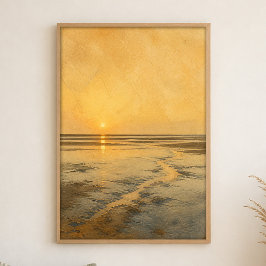 Poster Espelho de Maré Baixa Aquarela Arte Costeira Poste