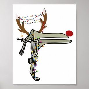 Poster Espelho de Natal da Rena Enfermeira Obstetra Ginec