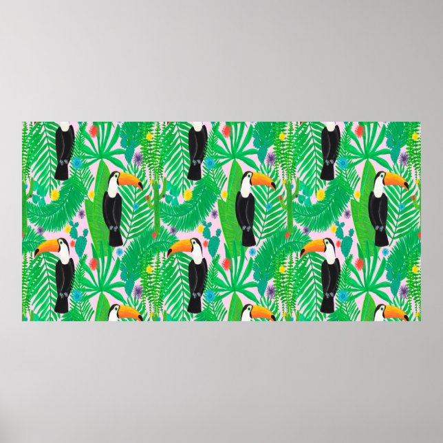 Poster Espelho sem costura tropical brilhante com t (Frente)