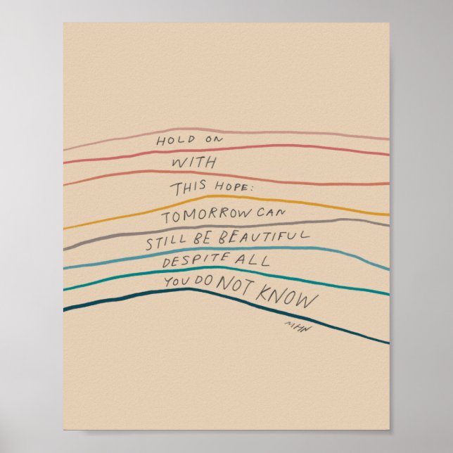 Poster Espera com esperança - citação inspiradora (Frente)