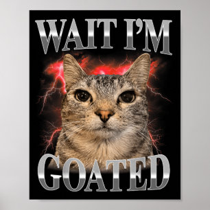 Poster Espera Eu Sou Goated Gato Silly Meme Divertido do 