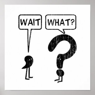 Poster Espera, O Quê? Humor Gramatical Azul