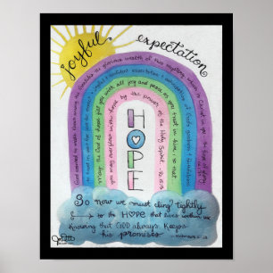 Poster Esperança Bíblia Versa Aquarela Arco-Íris Inspi