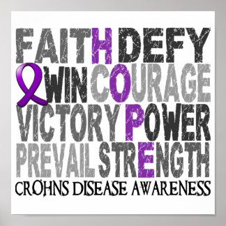 Póster Esperança: Colagem de Palavras da Doença de Crohn